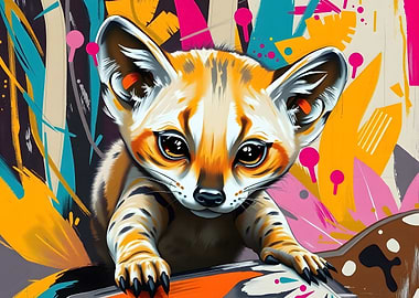 Cute Fennec Fox with Abstract Background