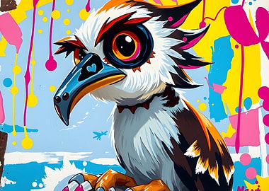 Colorful Kookaburra Pop Art Illustration