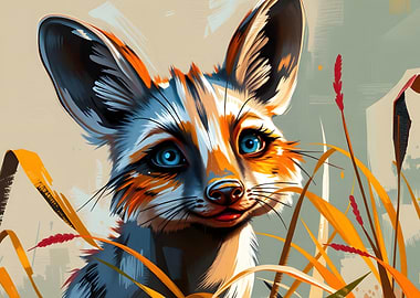 Cute Fox Portrait in Field
