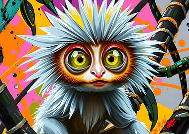 Cartoonish primate with big eyes