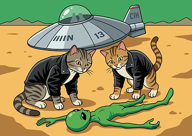 Cats in Leather Jackets and Alien