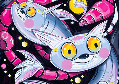 Cartoon Cats in Space