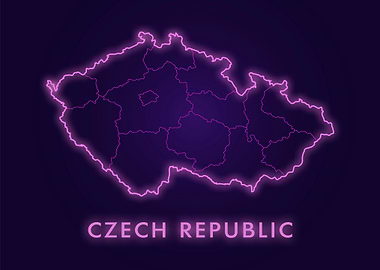 Czech Republic Neon Map