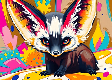 Colorful Fennec Fox Digital Art