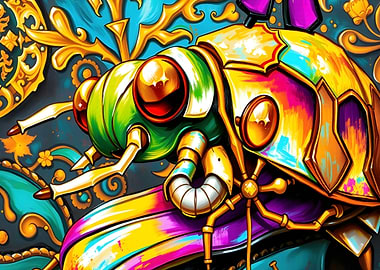 Colorful Mechanical Insect Illustration