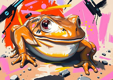Orange Frog with Abstract Background
