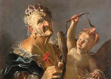 Old Woman and Cupid Painting