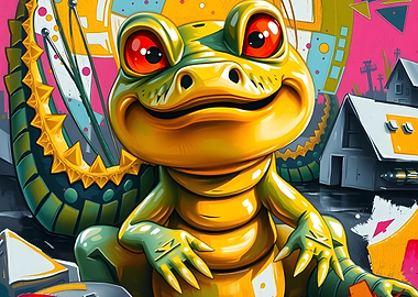 Cartoon Frog with Red Eyes