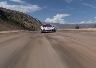 Pink and White Mazda RX-7 Racing