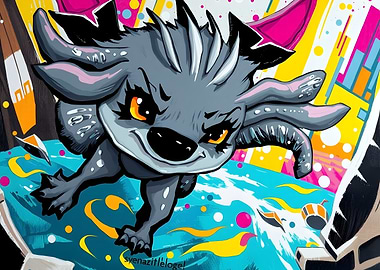 Cartoon Monster with Colorful Background