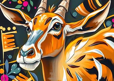 Colorful Gazelle Portrait
