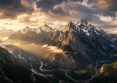 Majestic Mountain Range at Sunset