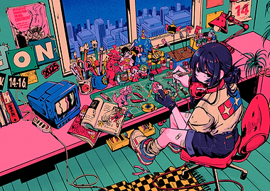 Girl's Hobby Room Illustration