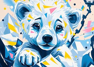 Abstract Polar Bear Cub Illustration