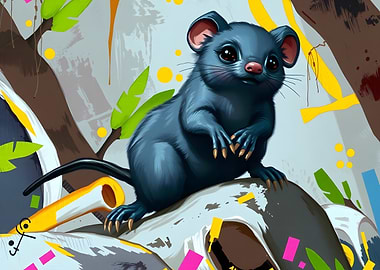Cute Blue Possum Digital Art