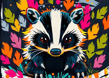 Colorful Raccoon Portrait