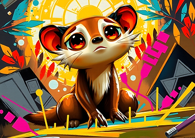 Cartoon Meerkat with Big Eyes