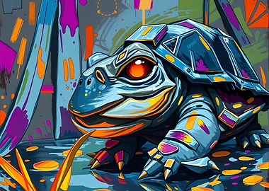 Cyberpunk Armored Turtle Illustration