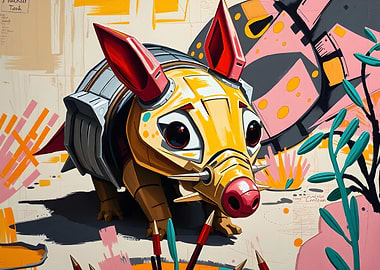 Cyberpunk Armadillo Illustration