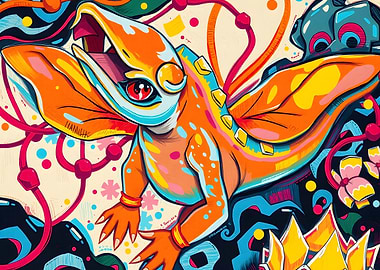 Colorful Abstract Lizard Illustration
