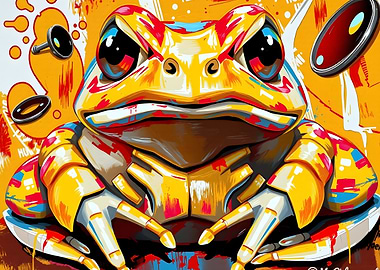 Colorful Frog Pop Art Illustration