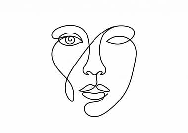 Abstract Face Line Art