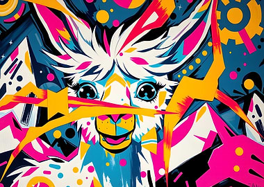 Colorful Abstract Llama Pop Art
