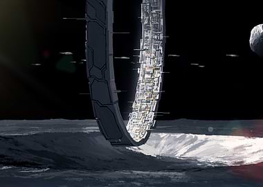 Space Station Ring on Lunar Surface