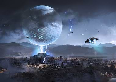 Futuristic City Under Attack