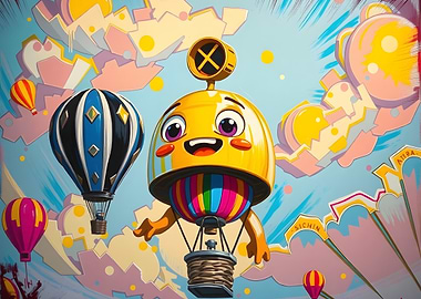 Cartoon Hot Air Balloon Adventure