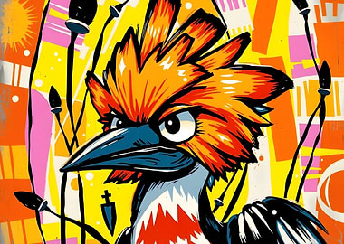 Colorful Bird Illustration with Abstract Background