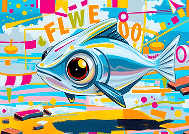 Abstract Fish with Colorful Background