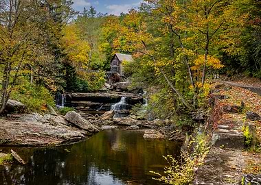 Babcock State Park West Virginia Glade Creek Grist Mill in Autumn