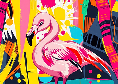 Pink Flamingo Pop Art Illustration