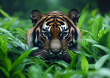 Tiger in Lush Greenery