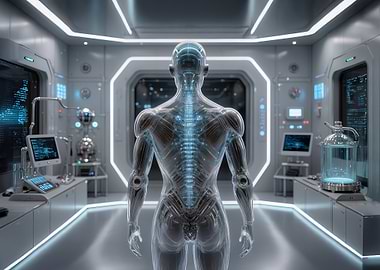 Futuristic Human Anatomy Scan in Lab