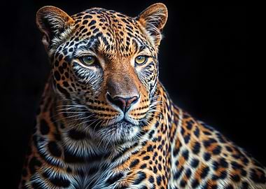 Leopard Portrait on Black Background