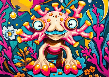 Cartoon Monster in a Colorful Environment
