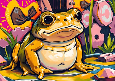 Cartoon Frog in a Pond