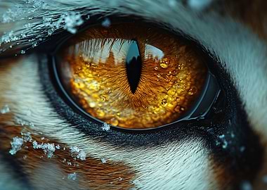 Tiger Eye Close-Up with Snow