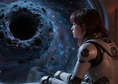 Astronaut Gazing at Space Anomaly