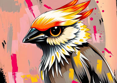 Stylized Bird Portrait with Abstract Background