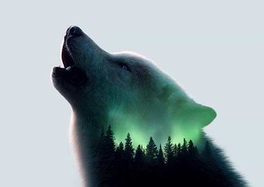 Howling Wolf Double Exposure