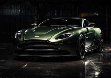 Green Aston Martin car art