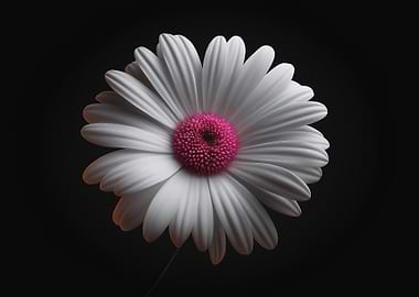 White Daisy with Pink Center