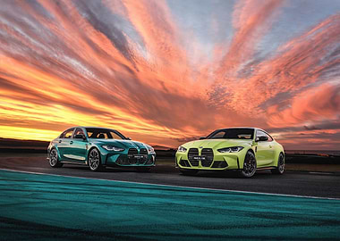 BMW M3 and M4 at Sunset