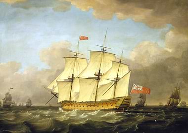 HMS Victory Leaving the Channel Painting