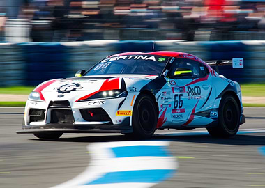 Racing Car in Motion on Track