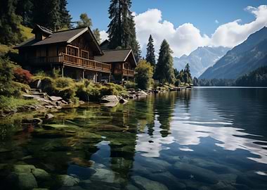Lake Cabins in Mountains