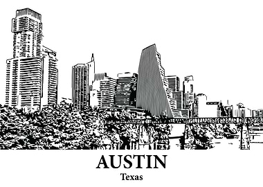 Austin Texas Skyline Drawing